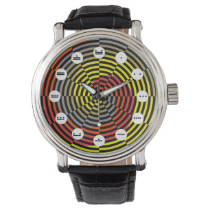 Montre Spirale rouge jaune bleu (Mayan) par Kenneth Yonci
