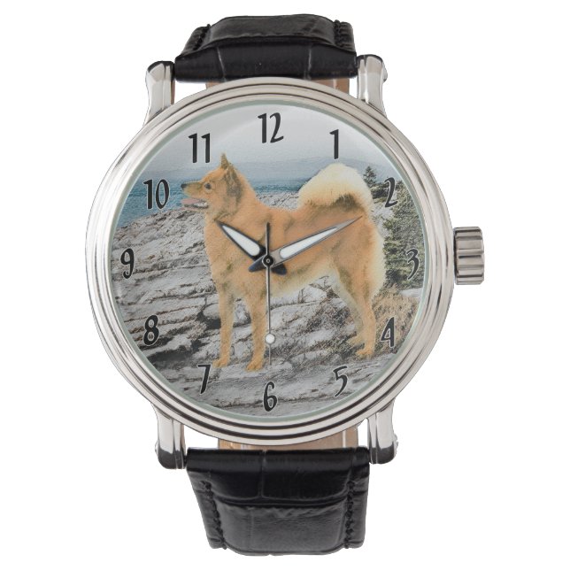 Montre Spitz finlandais à Seashore Peinture - Chien Art (devant)