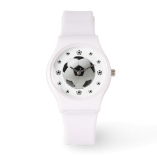 Montre sportive blanche de ballon de football