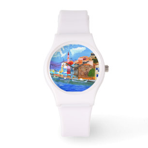 Montre sportive pour femmes, en silicone blanc