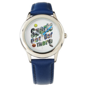 Montre Sports Sortez Là Photo Logo, Enfants Cuir