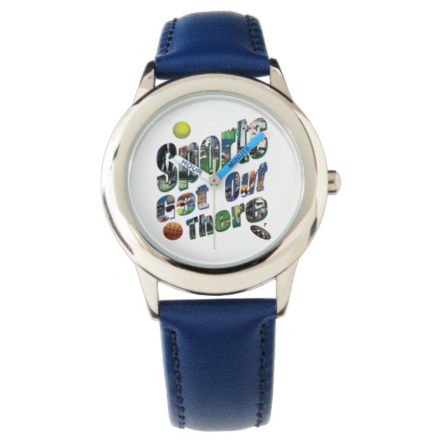 Montre Sports Sortez Là Photo Logo, Enfants Cuir (devant)