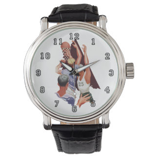 Montre Sports Vintage, Joueurs de Basket-ball dans un Mat