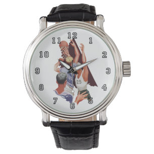 Montre Sports vintages, joueurs de basket-ball dans un je