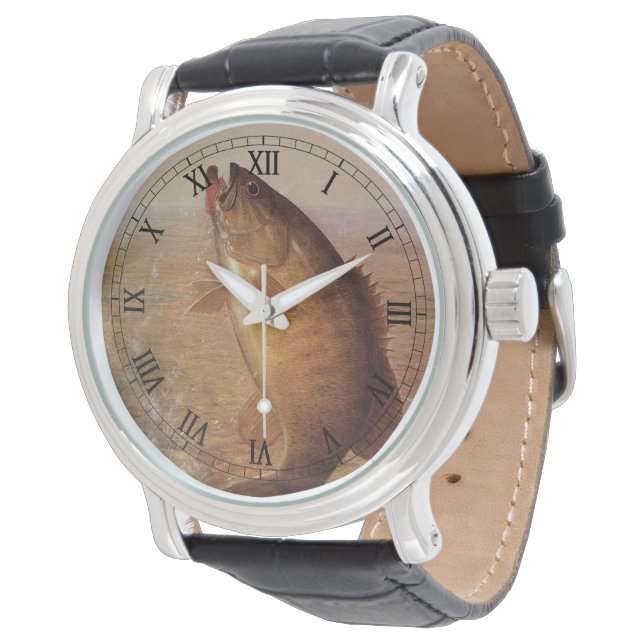 Montre Sports vintages Pêche, Poisson Brown à grande bouc (Incliné)