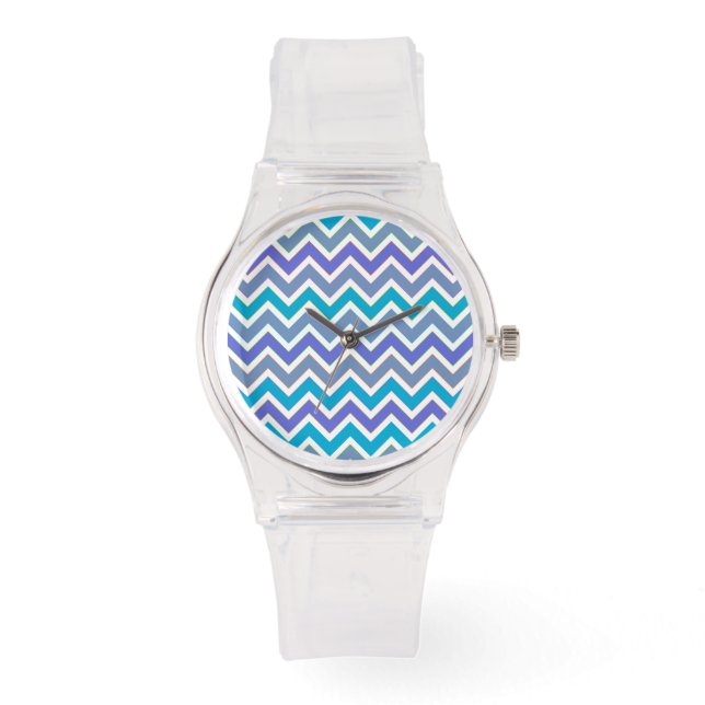 Montre Sporty Blue Chevron Pattern (Recto)