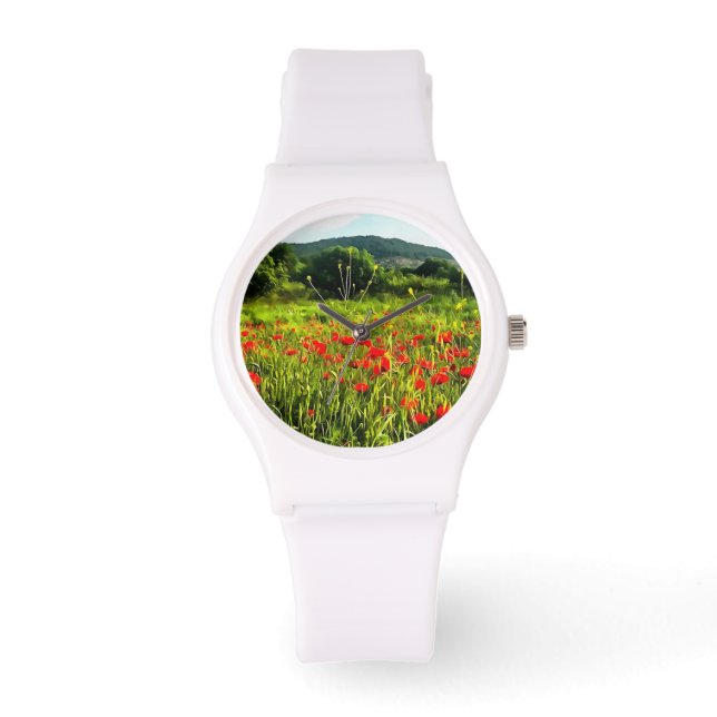 Montre Spring Poppies Meadow and Mountain Landscape (Recto)