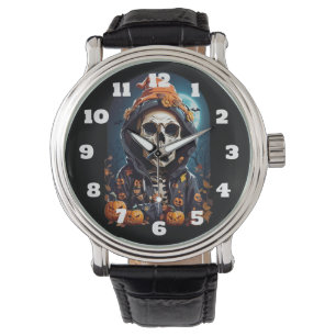 Montre Squelette déplaisant & Halloween Citrouille d'auto