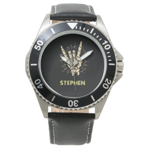 Montre Squelette métallique lourd main, Roche et rouleau 