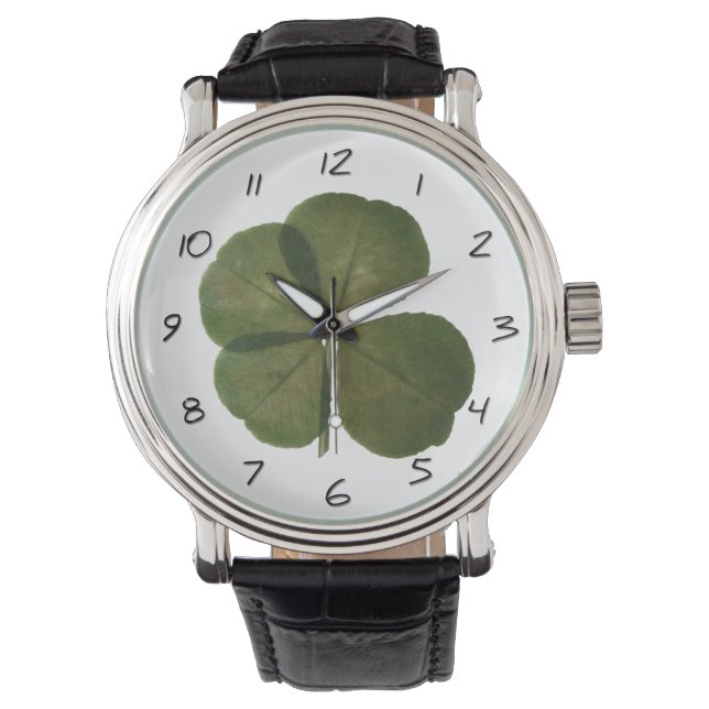Montre St Patrick Real 4 Leaf Clover Obtenez des nombres  (devant)