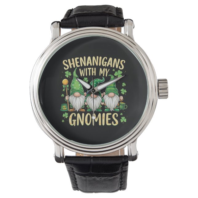 Montre St Patrick’s Day Lucky Shamrock Gnome  (devant)