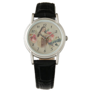 Montre St Therese le petit crucifix de roses de fleur