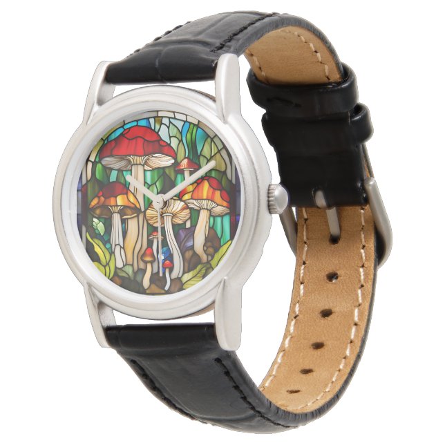 Montre Stained Glass Mushroom Art (Incliné)