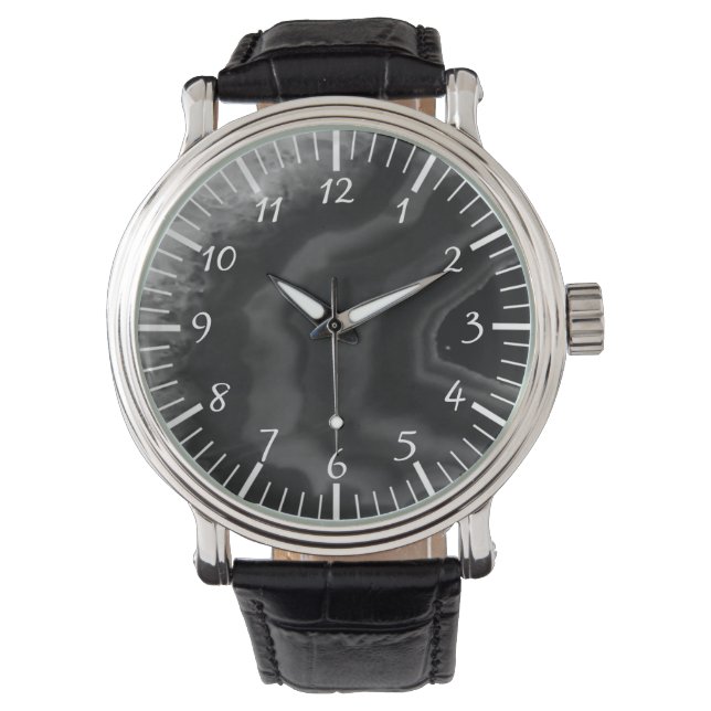 Montre Star Burst Black Agate, Cool Natural Stone Unique (devant)