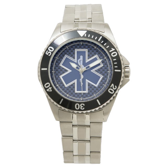 Montre Star of Life Paramedic on Navy Blue Carbon Fiber (devant)