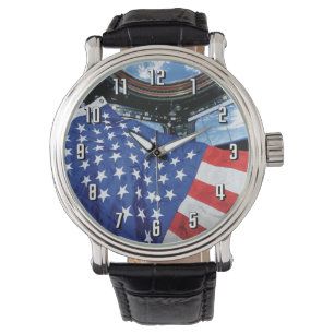 Montre Station spatiale Drapeau américain Orbite terrestr
