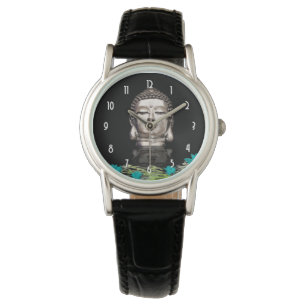 Montre Statue de tête Bouddha Argent