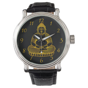 Montre Statue du Bouddha d'or méditant dans une pose pais