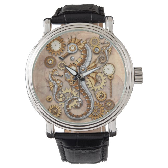 Montre Steampunk Seahorse Vintage Surreal Art  (devant)