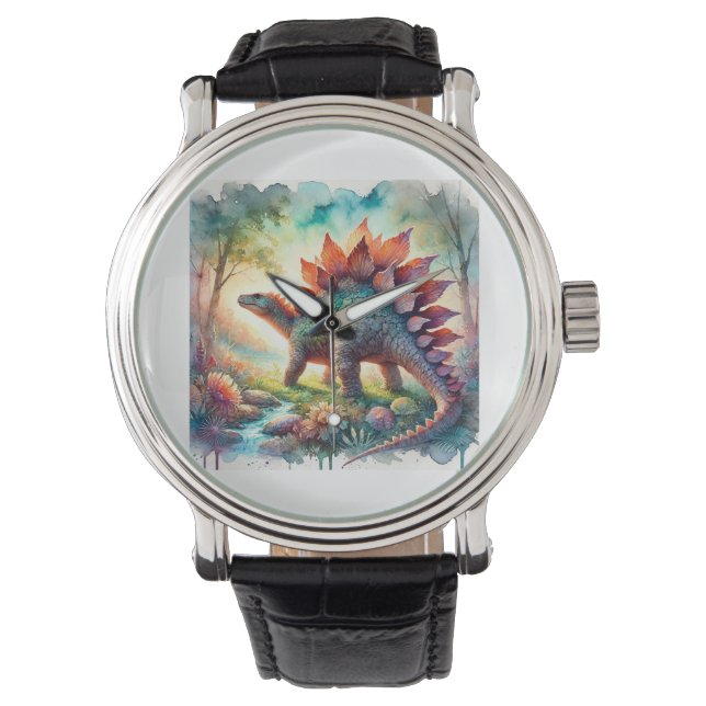 Montre Stegosaurus in Watercolor 180724AREF126 - Watercol (devant)