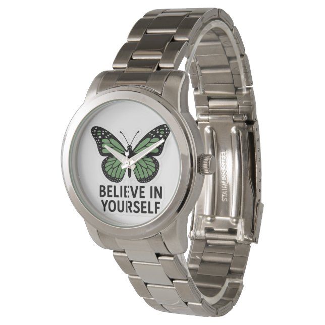 Montre Sticker Motivation Papillon Vert (Incliné)