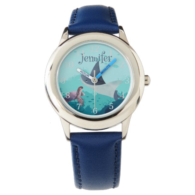 Montre Stingray personnalisé et tortue sous la mer (devant)