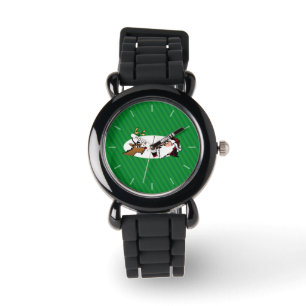 Montre Stogie Père Noël et Reindeer sur Green Stripes