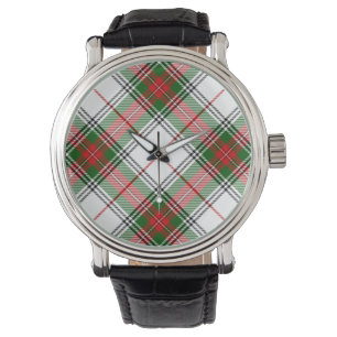 Montre Stuart / Stewart tartan blanc rouge vert plaid
