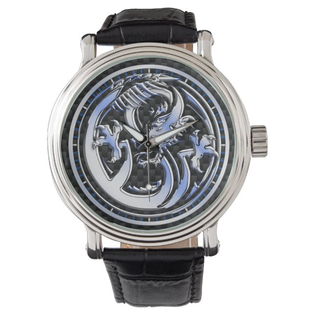 Montre Style Chrome badge Dragon Carbon Fiber Dial Imprim (devant)