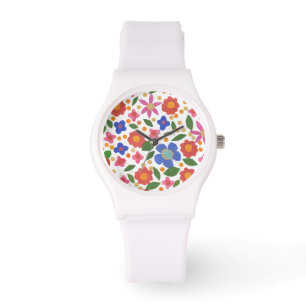 Montre Style d'art populaire floral sur la