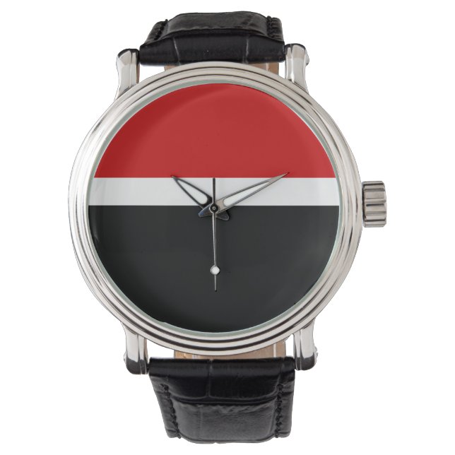 Montre Style de bloc de couleur noir rouge (devant)