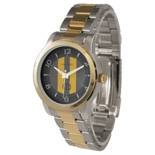 Montre Style de emballage de carbone de rayures de jaune