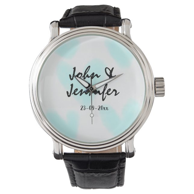 Montre style de texte minimal simple blanc mariage cœur b (devant)