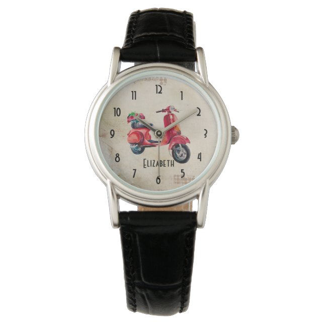 Montre Style européen Red Scooter Personnalisé (devant)