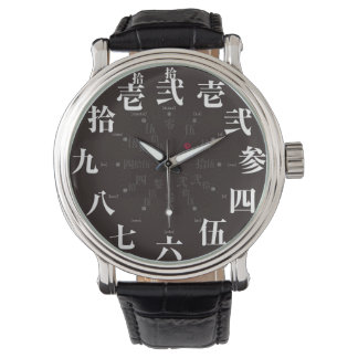 Montre Style kanji japonais ancien [visage noir]