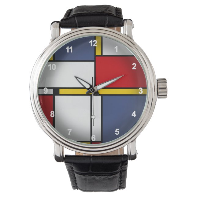 Montre Style Mondrian Design d'art Abstrait moderne (devant)