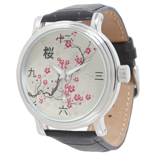 Montre Style oriental Sakura Cherry Blossom Art (Incliné)