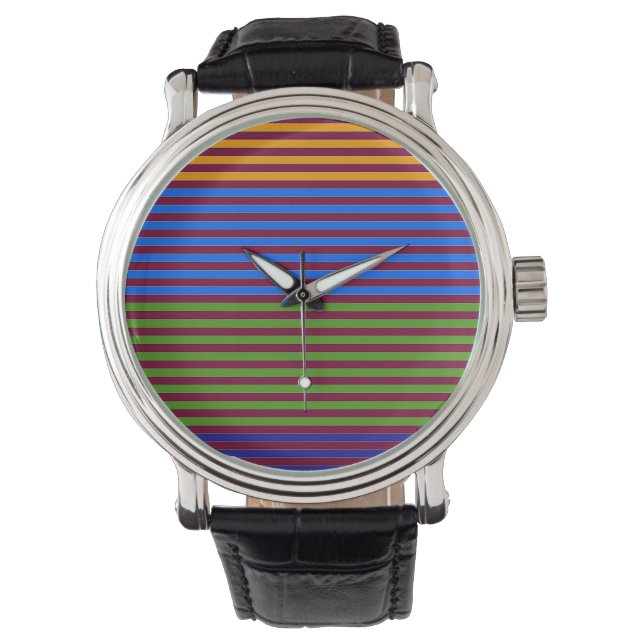 Montre STYLISH MULTI COULEUR BANDED STRIPES eWatch (devant)