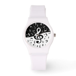 Montre Stylish Treble Clef Wave Black and White