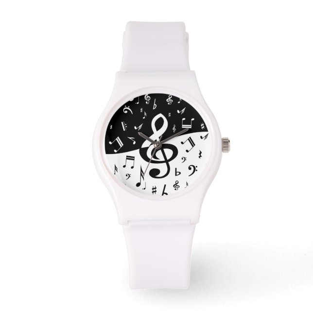 Montre Stylish Treble Clef Wave Black and White (Recto)