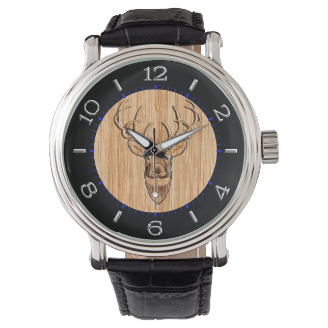 Montre Stylo Buck Buck Buck Antlers Grain en bois clair (devant)