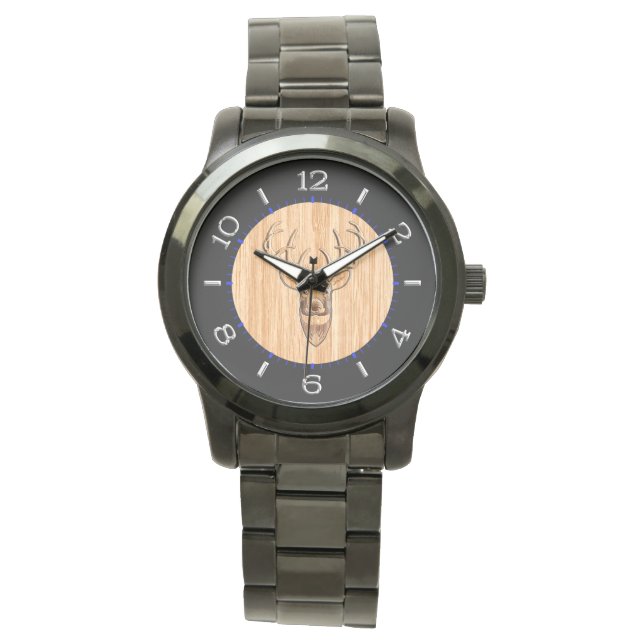Montre Stylo Buck Buck Buck Antlers Grain en bois clair (devant)