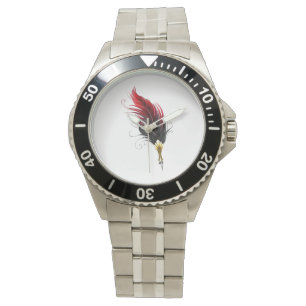 Montre Stylo rouge en plumes avec nib or