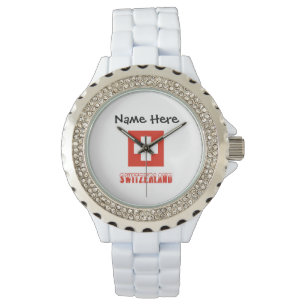 Montre Suisse et drapeau suisse avec votre nom