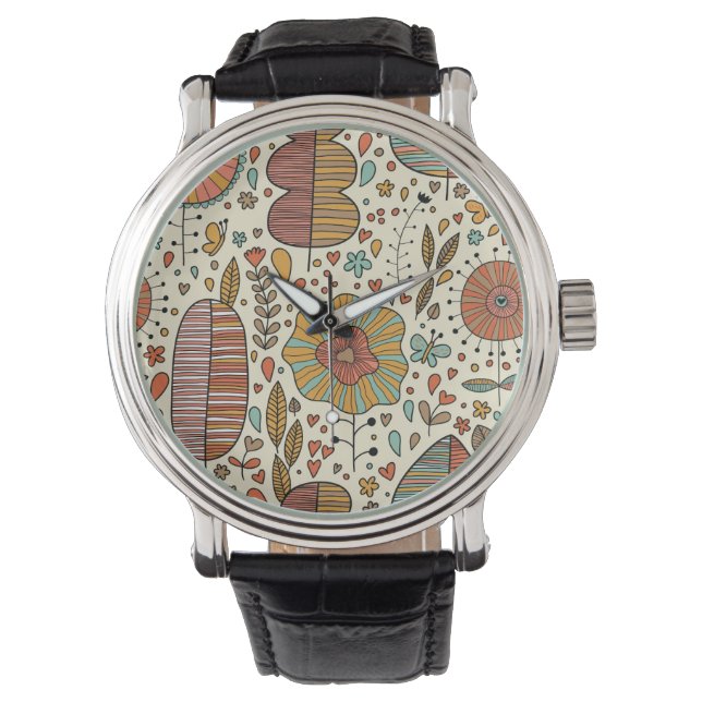 Montre Summer floral pattern made of leaves (devant)