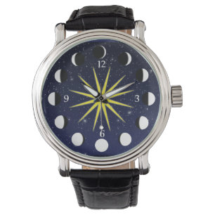 Montre Sun, phases de lune et étoiles