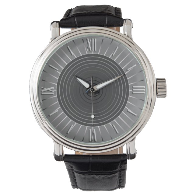 Montre Sunburst géométrique moderne - Hématite foncé gris (devant)
