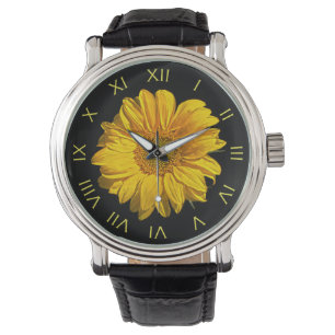 Montre Sunflower Yellow Roman Numéros wacna