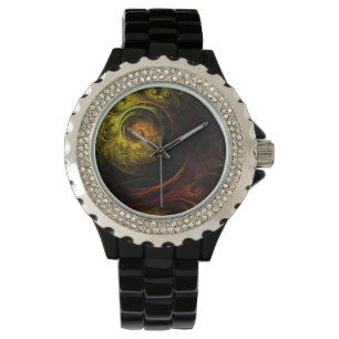Montre Sunrise Floral Red Abstrait Art