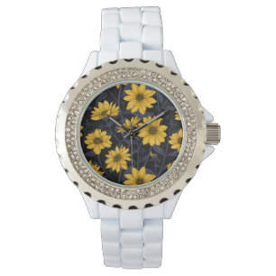 Montre Sunroot, tournesol sauvage en jaune et bleu